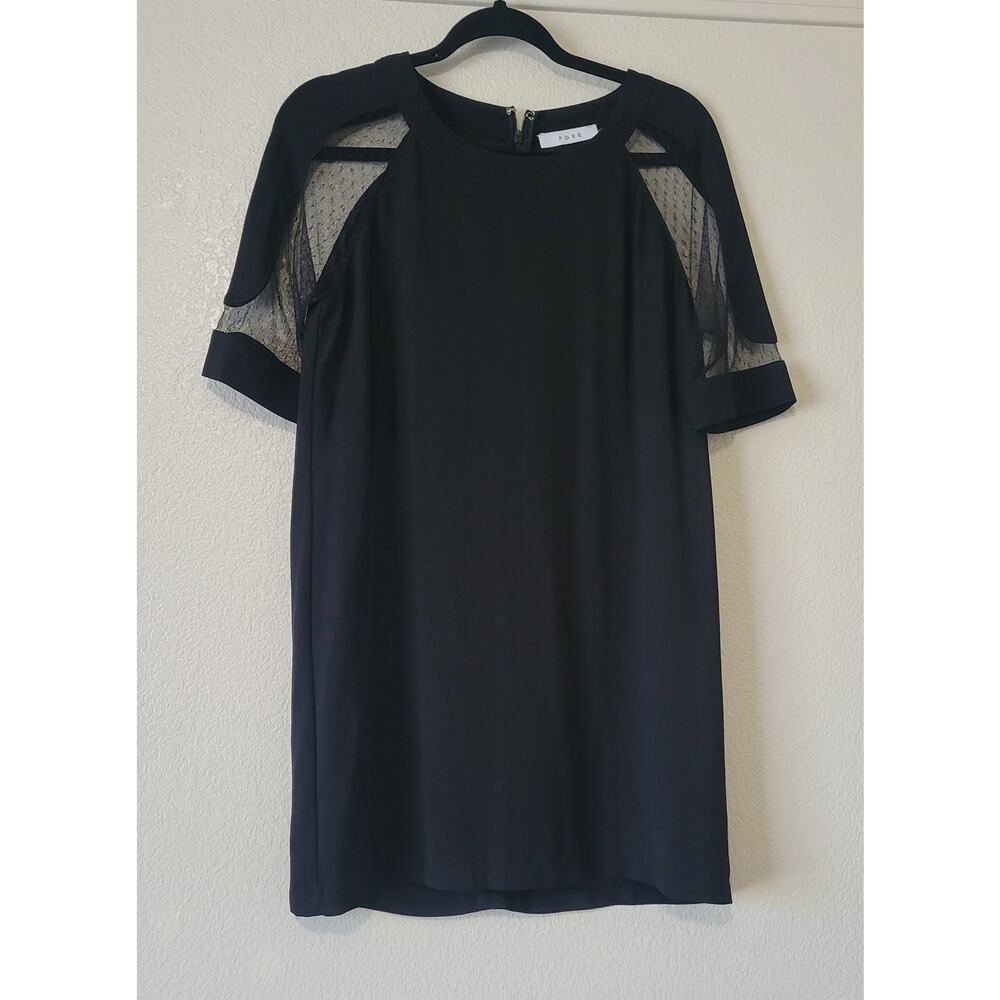 FORE Black Sheer Polka Dot Mesh Sleeve Tunic Top Size Small